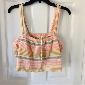 NWT KAISELY linen cotton striped pastel cropped top size large